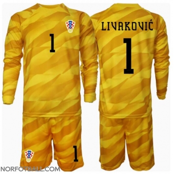 Billige Fotballdrakt Kroatia Dominik Livakovic #1 Keeper Replika Hjemmedraktsett Barn EM 2024 Langermet (med bukser)